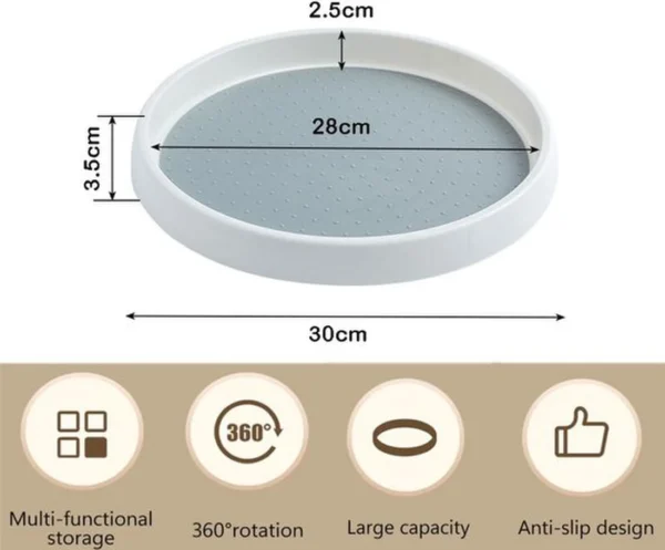 Unyqoos® Draaibare Organizer Schotel 30 cm Voor Keuken, Kast en Koelkast Gebruik
