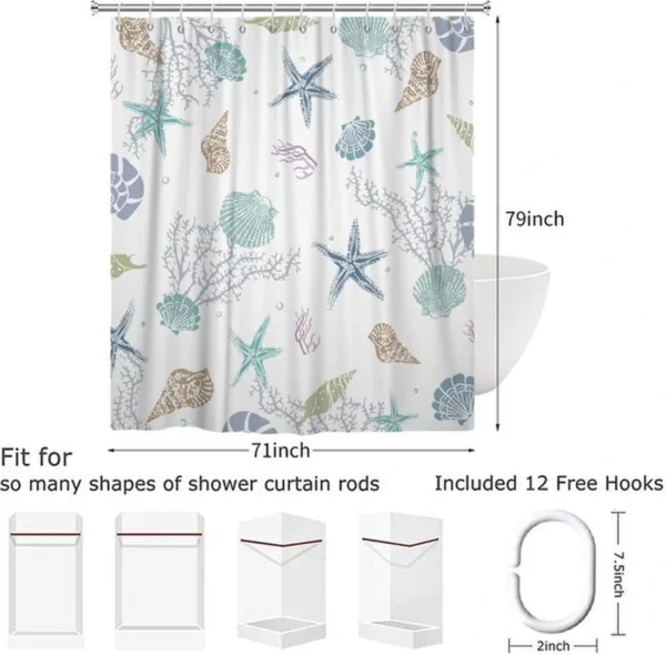 Unyqoos® Waterdicht douchegordijn met nautische print en kunststof haken