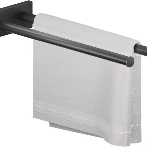 Unyqoos® Zwarte handdoekhouder met dubbele armen en antislip voor snelle droging