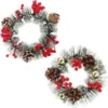 P-87213238974820-20260406093937.webp Unyqoos® Set van twee feestelijke kransen met dennenappels en bessen voor Kerstmis