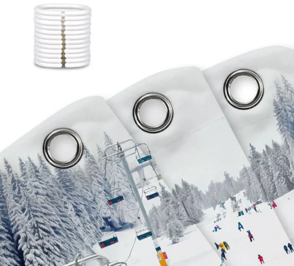 P-87213238980078-20260403113831.webp Unyqoos® Winterse Douchegordijn met Polyester Stof en Haken voor Badkamer