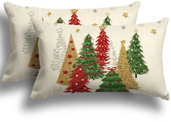 Unyqoos® Set van 2 linnen kussenslopen voor sfeervolle kerstdecoratie binnen en buiten