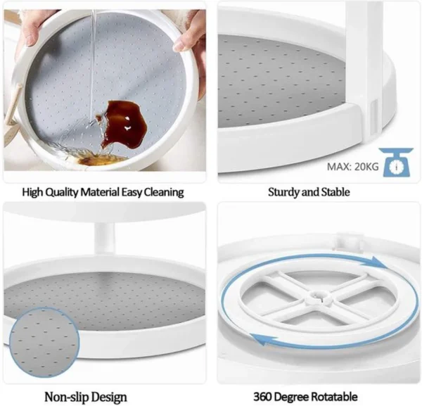 Unyqoos® Dubbeldeks draaiplateau voor keuken en badkamer met veelzijdige opbergruimte