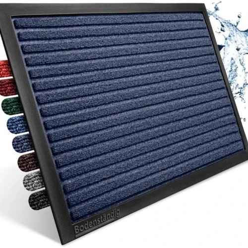 Unyqoos® en Antislip Deurmat voor Buiten in Grijs-Blauw Gestreept Design