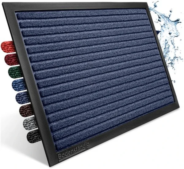 Unyqoos® en Antislip Deurmat voor Buiten in Grijs-Blauw Gestreept Design
