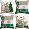 Unyqoos® Set van 4 decoratieve kussenhoezen met kerstthema voor bank en slaapkamer