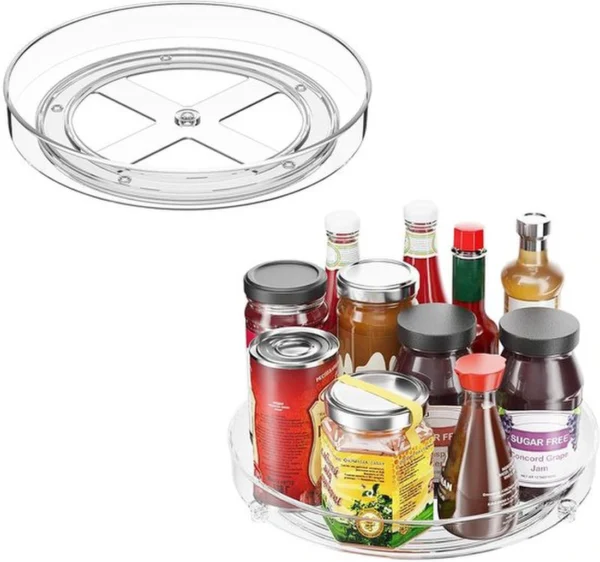 P-87213239110270-20260406100143.webp Unyqoos® Transparante Draaiplateau Set van 2 voor Efficiënte Keukenorganisatie