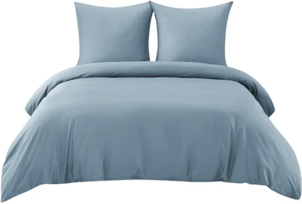 Unyqoos® Katoenen Beddengoedset Grijsblauw 155 x 220 cm met Kussenslopen en Ritssluiting