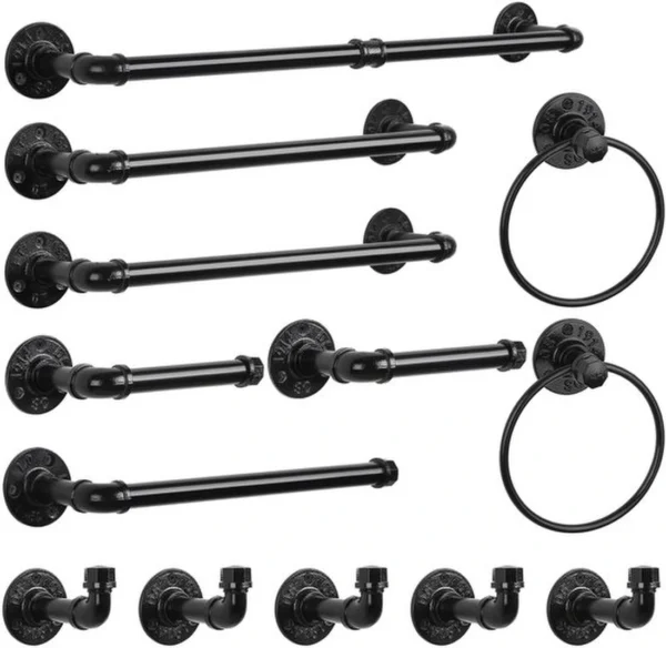 Unyqoos® Complete set van badkameraccessoires met industriële look voor een moderne inrichting