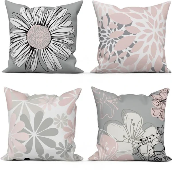 Unyqoos® Set van 4 moderne kussenslopen met bloemenpatroon voor decoratie