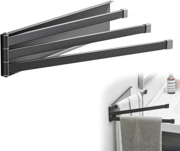 Unyqoos® Wandgemonteerde handdoekhouder met draaibare armen voor keuken en badkamer