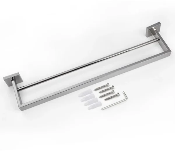 Unyqoos® Dubbele roestvrijstalen handdoekhouder voor wandmontage in badkamer