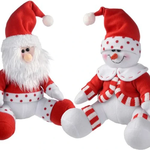 P-87213239173880-20260406092320.webp Unyqoos® Set van twee feestelijke decoraties met Kerstman en sneeuwpop, 28 cm hoog