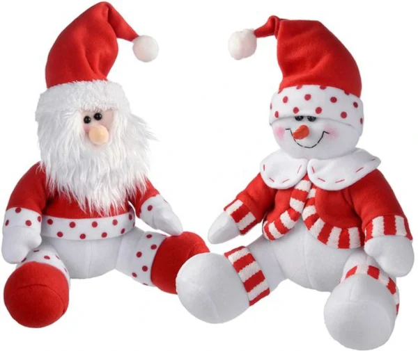 P-87213239173880-20260406092320.webp Unyqoos® Set van twee feestelijke decoraties met Kerstman en sneeuwpop, 28 cm hoog