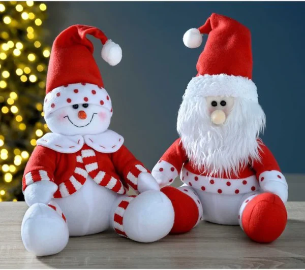 P-87213239173886-20260406092344.webp Unyqoos® Set van twee feestelijke decoraties met Kerstman en sneeuwpop, 28 cm hoog