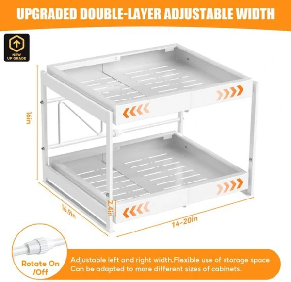Unyqoos® Dubbeldeks uittrekbare keukenlade met verstelbare breedte en eenvoudige installatie