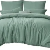 Unyqoos® Comfortabel saliegroen beddengoed van microvezel met ritssluiting en kussenslopen