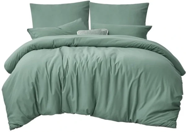 Unyqoos® Comfortabel saliegroen beddengoed van microvezel met ritssluiting en kussenslopen
