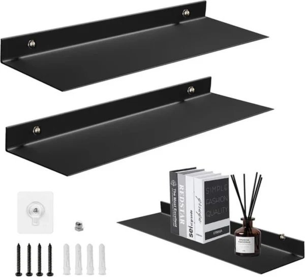 P-87213239207530-20260406082526.webp Unyqoos® Set van twee zwevende acryl wandplanken voor diverse ruimtes zonder boren