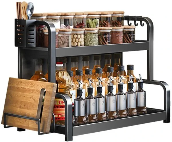 Unyqoos® Veelzijdig Keukenrek met Twee Lagen en Extra Opbergruimte voor Kruiden en Accessoires