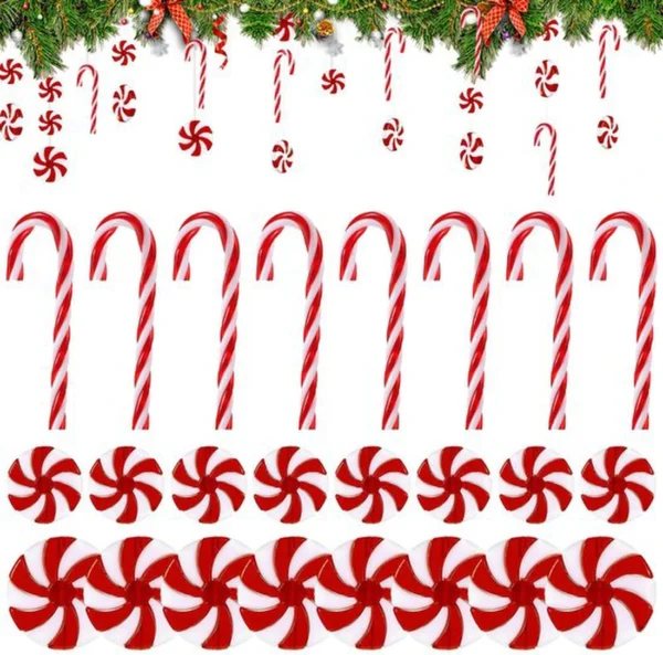 P-87213239216130-20260406092414.webp Unyqoos® Set van 48 feestelijke suikerstokken voor kerstdecoratie aan boom en deur