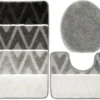 Unyqoos® Driedelige badmat set met antislip en wasbare zachte structuur voor badkamer