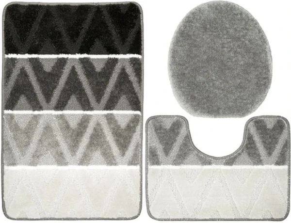 Unyqoos® Driedelige badmat set met antislip en wasbare zachte structuur voor badkamer