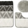 Unyqoos® Driedelige badmat set met antislip en wasbare zachte structuur voor badkamer