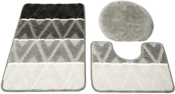 Unyqoos® Driedelige badmat set met antislip en wasbare zachte structuur voor badkamer