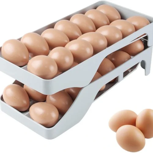 Unyqoos® Dubbele eierdispenser met rolsysteem voor efficiënte opslag in de koelkast