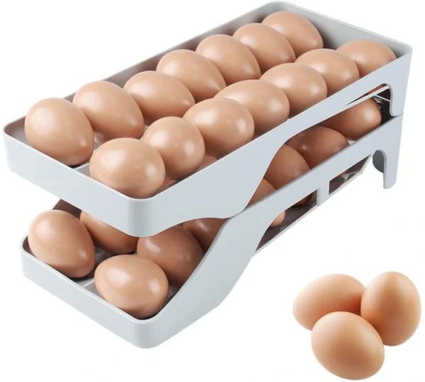 Unyqoos® Dubbele eierdispenser met rolsysteem voor efficiënte opslag in de koelkast