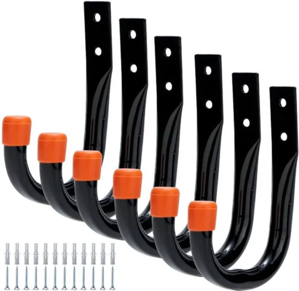 P-87213239268090-20260406115649.webp Unyqoos® Zesdelige set stevige wandhaken voor garage en opslag van gereedschap