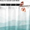 P-87213239269081-20260403114147.webp Unyqoos® Waterafstotend polyester douchegordijn met geometrisch bergontwerp en haken