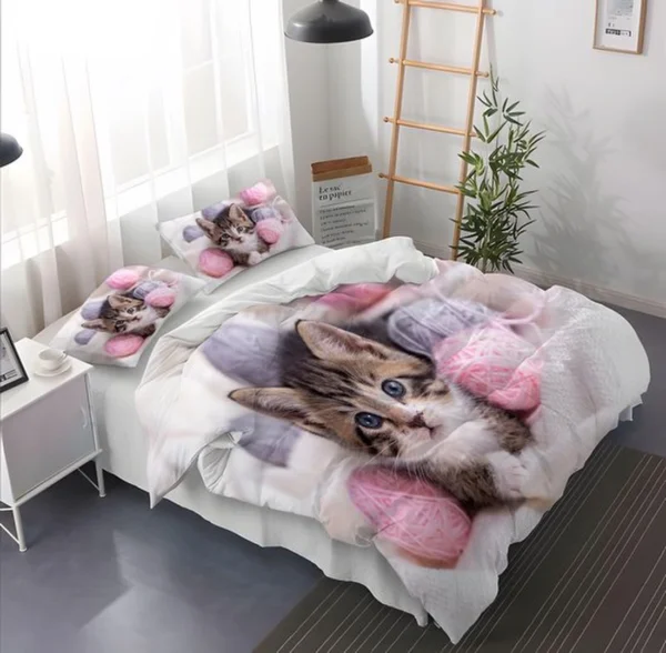 P-87213239269222-20260405104014.webp Unyqoos® Schattige en Comfortabele 3D Katten Beddengoedset van Microvezel voor Kinderen