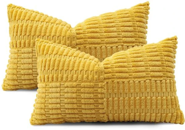 Unyqoos® Set van twee zachte corduroy kussenhoezen met gestreept patroon voor woondecoratie