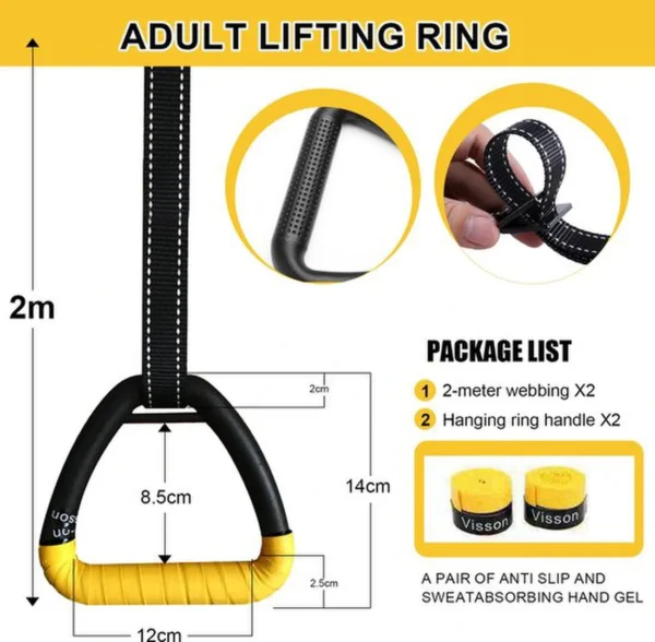 Unyqoos® Verstelbare fitnessringen met hoge draagkracht en antislip handlussen