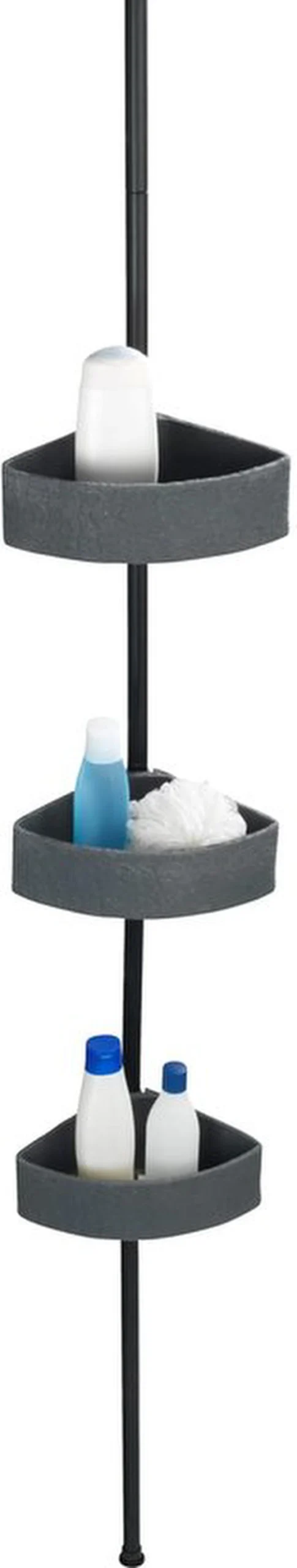 P-87213239318102-20260405174250.webp Unyqoos® Uittrekbaar roestvrijstalen hoekrek met natuursteenlook manden voor badkamer