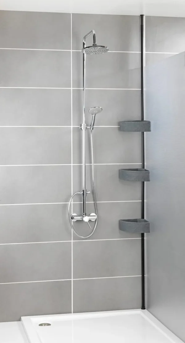 P-87213239318106-20260405174304.webp Unyqoos® Uittrekbaar roestvrijstalen hoekrek met natuursteenlook manden voor badkamer