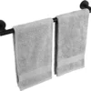 Unyqoos® Moderne Zwarte Handdoekhouder van 50 cm met Roestvrij Stalen Wandmontage en Schroefbevestiging