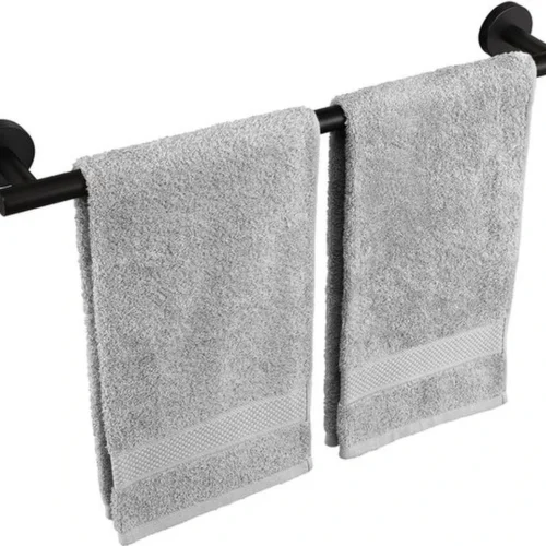 Unyqoos® Moderne Zwarte Handdoekhouder van 50 cm met Roestvrij Stalen Wandmontage en Schroefbevestiging