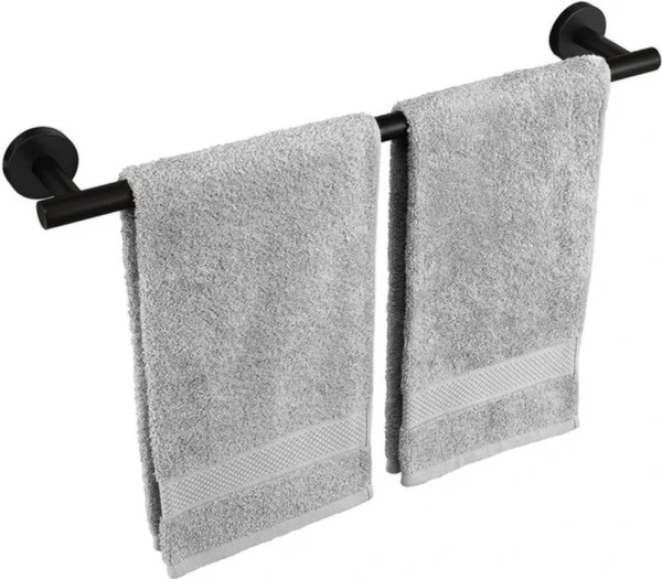 Unyqoos® Moderne Zwarte Handdoekhouder van 50 cm met Roestvrij Stalen Wandmontage en Schroefbevestiging