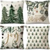 Unyqoos® Set van 4 Kerst Kussenhoezen met Decoratieve Print voor Huis en Tuin
