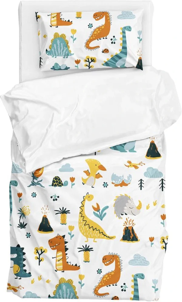Unyqoos® Kinder beddengoed set met dinosaurus motief en kussensloop van microvezel
