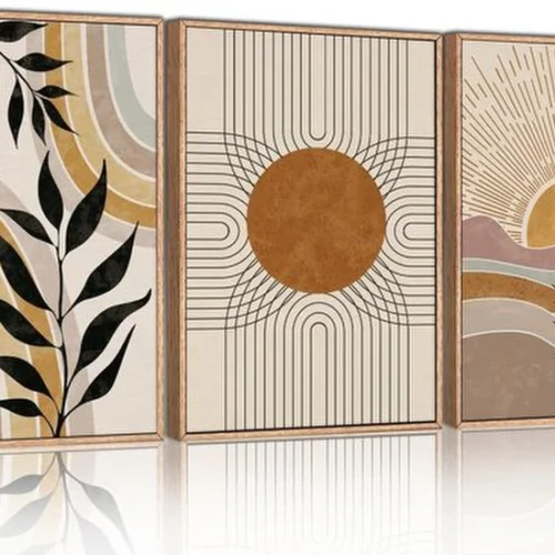 Unyqoos® Set van drie boho canvasprints voor stijlvolle wanddecoratie in huis of kantoor