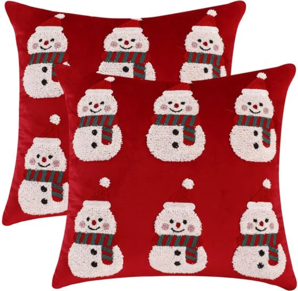 Unyqoos® Set van 2 fluwelen kussenhoezen met kerstmotief voor sfeervolle decoratie