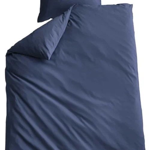 Unyqoos® Donkerblauwe microsatijnen beddengoedset met kussensloop en dekbedovertrek