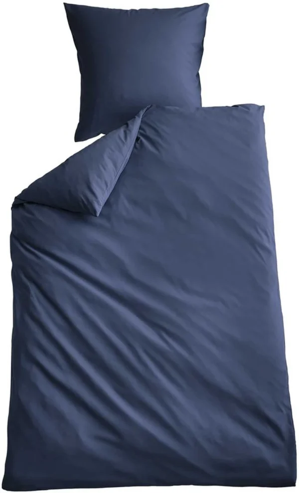 Unyqoos® Donkerblauwe microsatijnen beddengoedset met kussensloop en dekbedovertrek