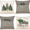 Unyqoos® Set van 4 decoratieve kerstkussenslopen met dennenmotief voor huisdecoratie