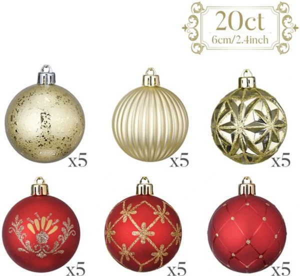 Unyqoos® Luxe set van 20 rode en gouden kerstballen voor sfeervolle kerstdecoratie