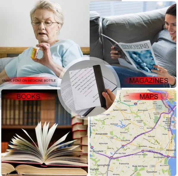 Unyqoos® Handzaam oplaadbaar vergrootglas met LED-licht voor comfortabel lezen